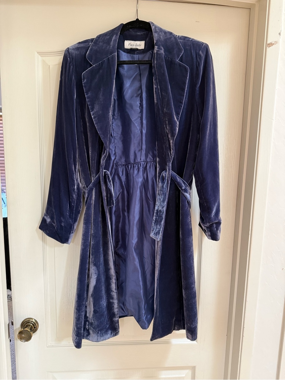 Paco soler Women's Velvet Robe Coat in Deep Blue
